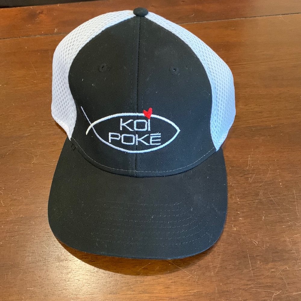 Koi Poke fitted baseball cap. New Era size medium large